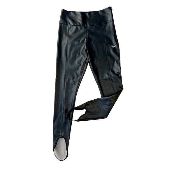 Adidas Blue Version IB4543 Faux Leather Stirrups Legging Black ( S ) - Picture 9 of 15